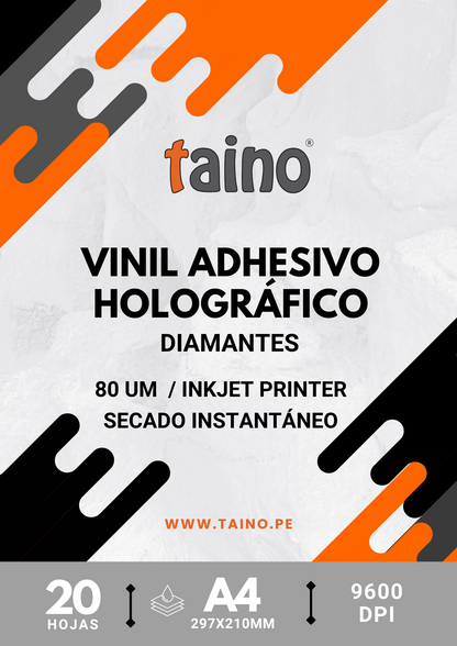 Vinil Holográfico Plateado Diseños Variados 20 hojas A4