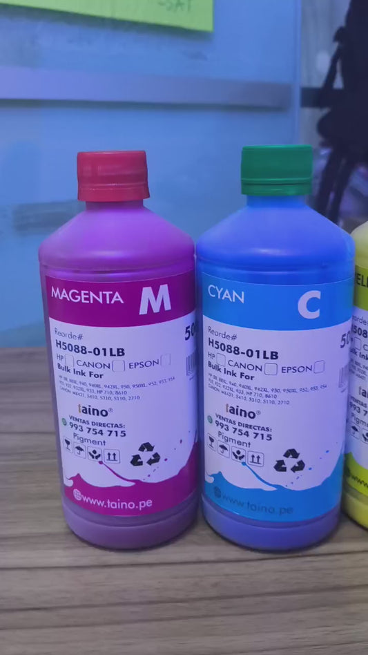 Tinta Pigmentada 1/2 Litro Inktec Negro Cyan Yellow Magenta