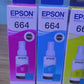 Tinta Epson 664 Original L110, L120, L200, L210, L220, L300 Black Cian Yellow Magenta