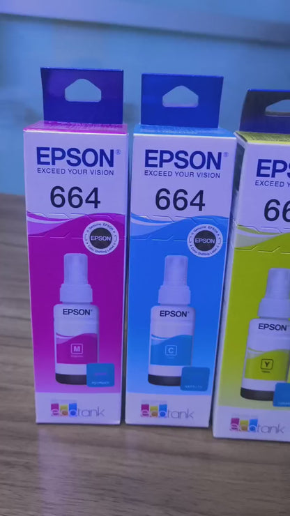 Tinta Epson 664 Original L110, L120, L200, L210, L220, L300 Black Cian Yellow Magenta
