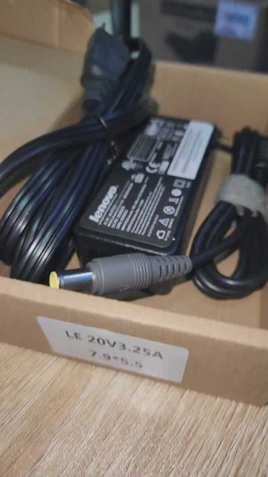 Cargador LENOVO 20v 3.25a Punta Aguja Cable Corriente