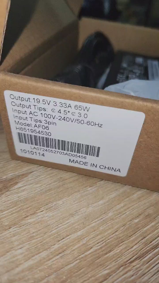 Cargador HP 19.5v 3.33a Punta Azul Cable Corriente