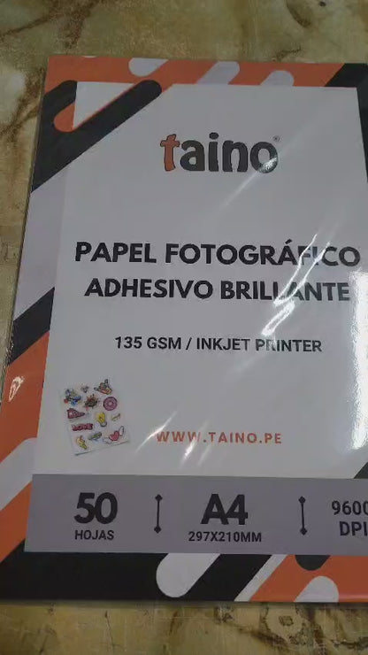 Papel Fotográfico Adhesivo Brillante 50 Hojas A4