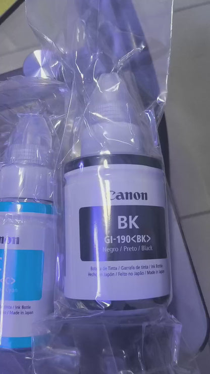 Tinta Canon GI 190 Original Serie G1100 G1110 G2100 G2110 G3000 G3100 G3102 Black Cian Yellow Magenta