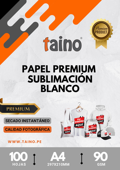 Papel de Sublimación Blanco Premium A4 100 Hojas Secado Instantáneo