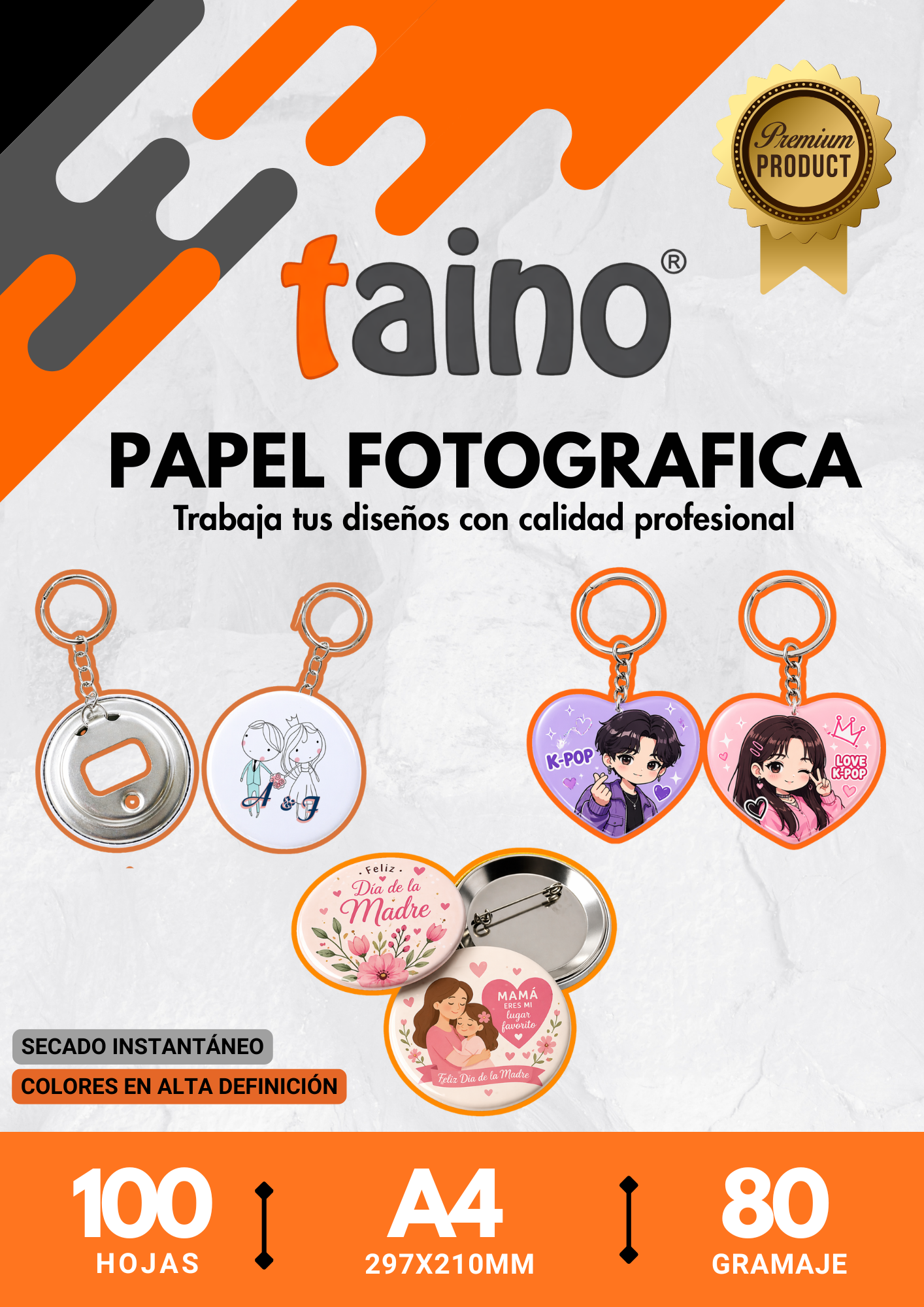 Papel fotográfico para pines 100 hojas A4 TAINO®