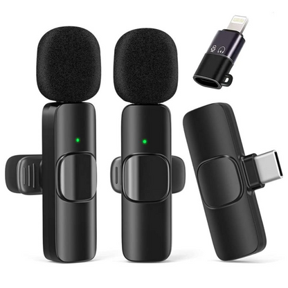 Micrófono de Solapa Inalámbrico 2 en 1 Entrada Tipo C y adaptador iPhone - TAINO®
