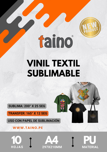 Vinil Textil Sublimable - Uso con Papel 10 Hojas A4
