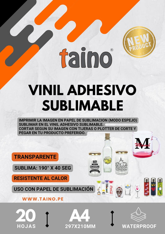 Vinil Adhesivo Transparente Sublimable Resistente al Calor 20 Hojas A4