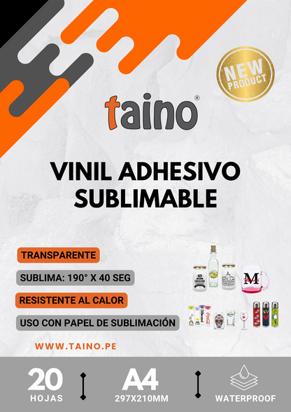 Vinil Adhesivo Transparente Sublimable Resistente al Calor 20 Hojas A4