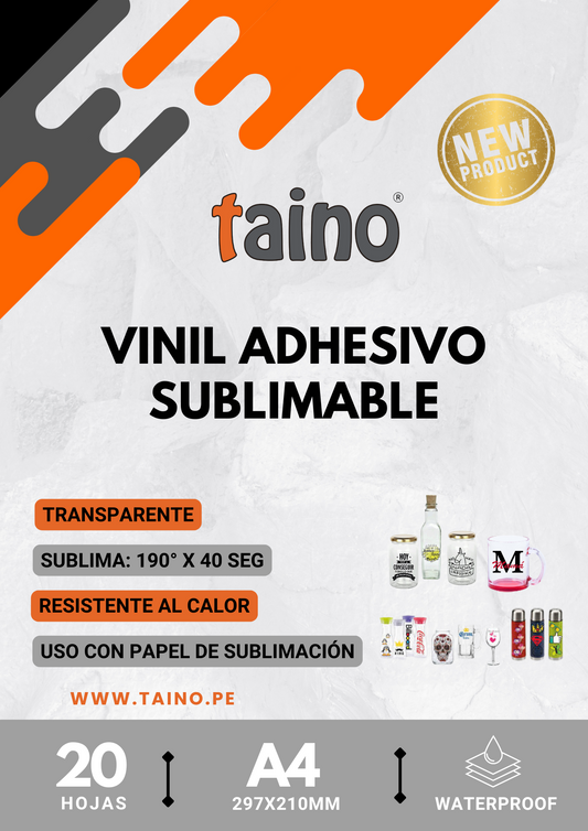 Vinil Transparente Adhesivo Sublimable Resistente al Calor Paquete 20 Hojas A4