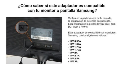 Cargador SAMSUNG 14v 2.14a 1.43a 1.79a Para Monitor - TAINO®