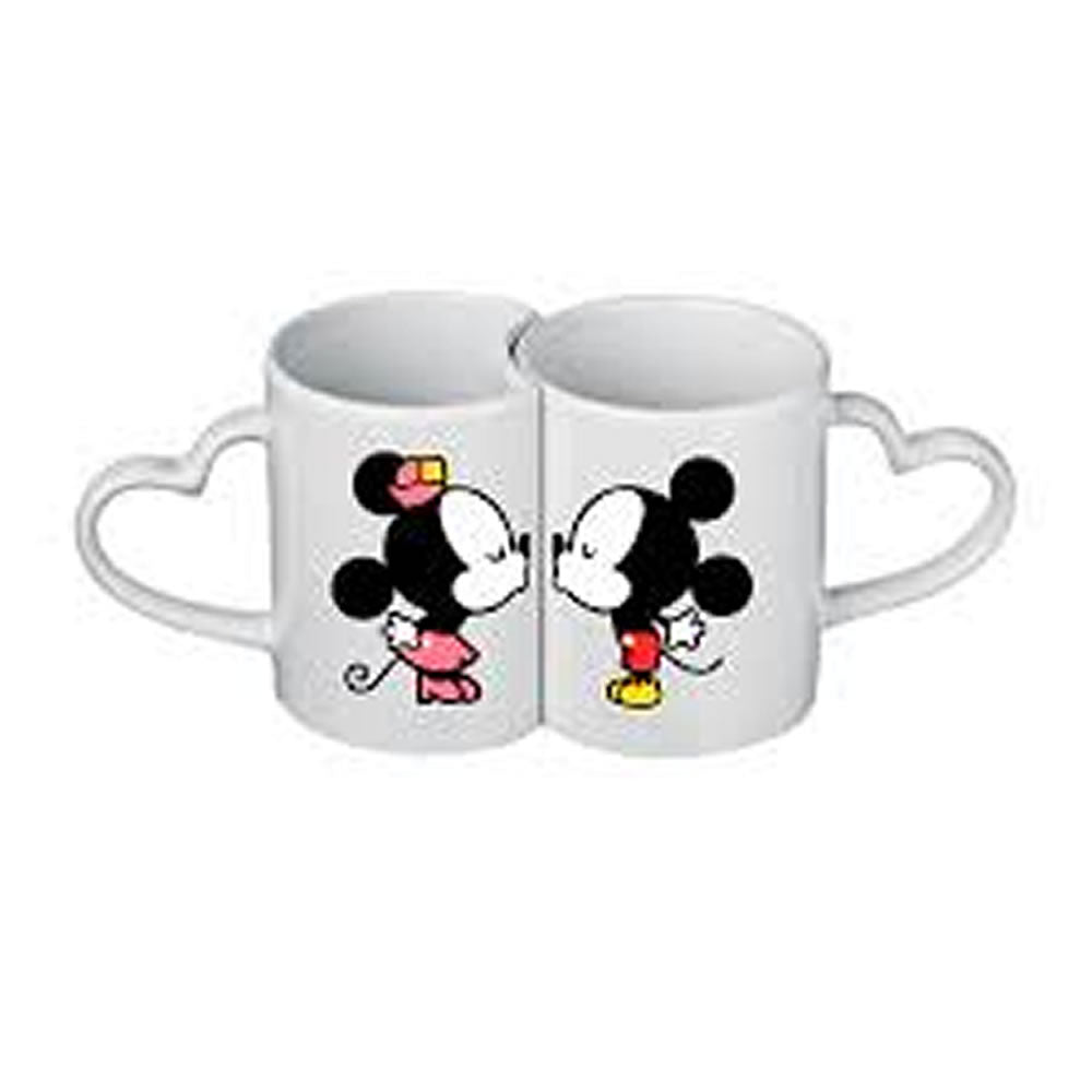 Taza Blanca de Sublimación 11onz Pareja Asa Corazón