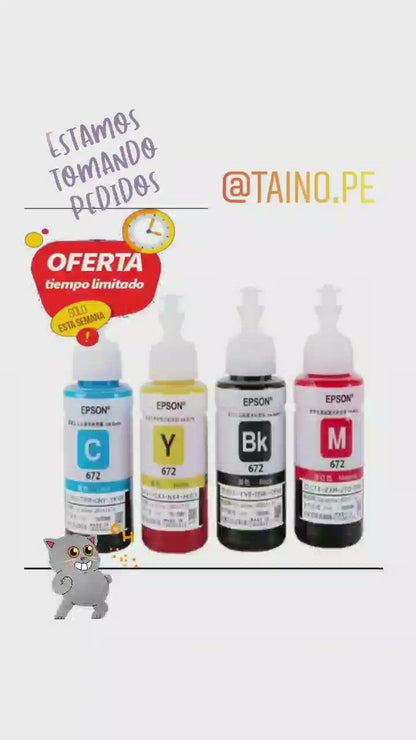 Tinta Epson 672 Original L110 L120 L200 L210 L300 Black Cian Yellow Magenta