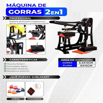 Máquina De Gorra 2 En 1 Plancha Plana 15x15 - TAINO®